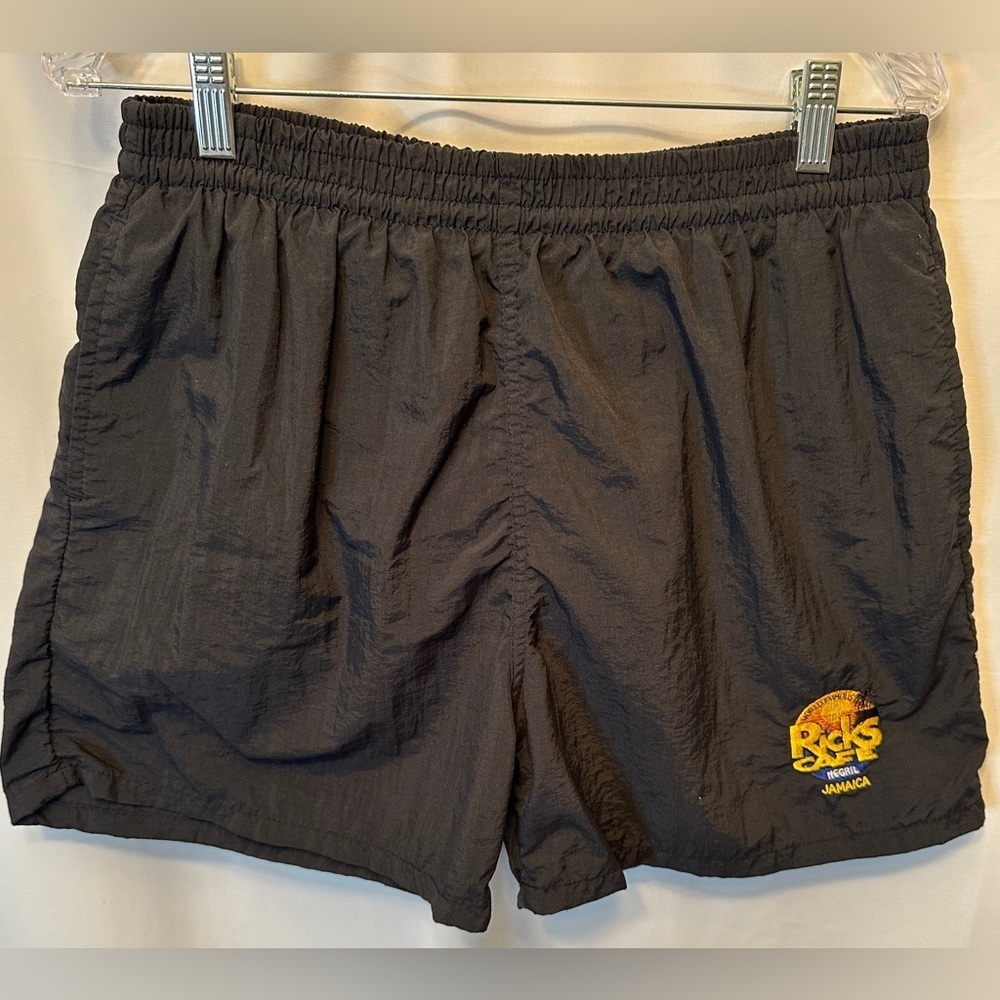 Guy Harvey Size Medium Black Swim Trunks Rick’s‎ Cafe Negril Jamaica 4” Inseam